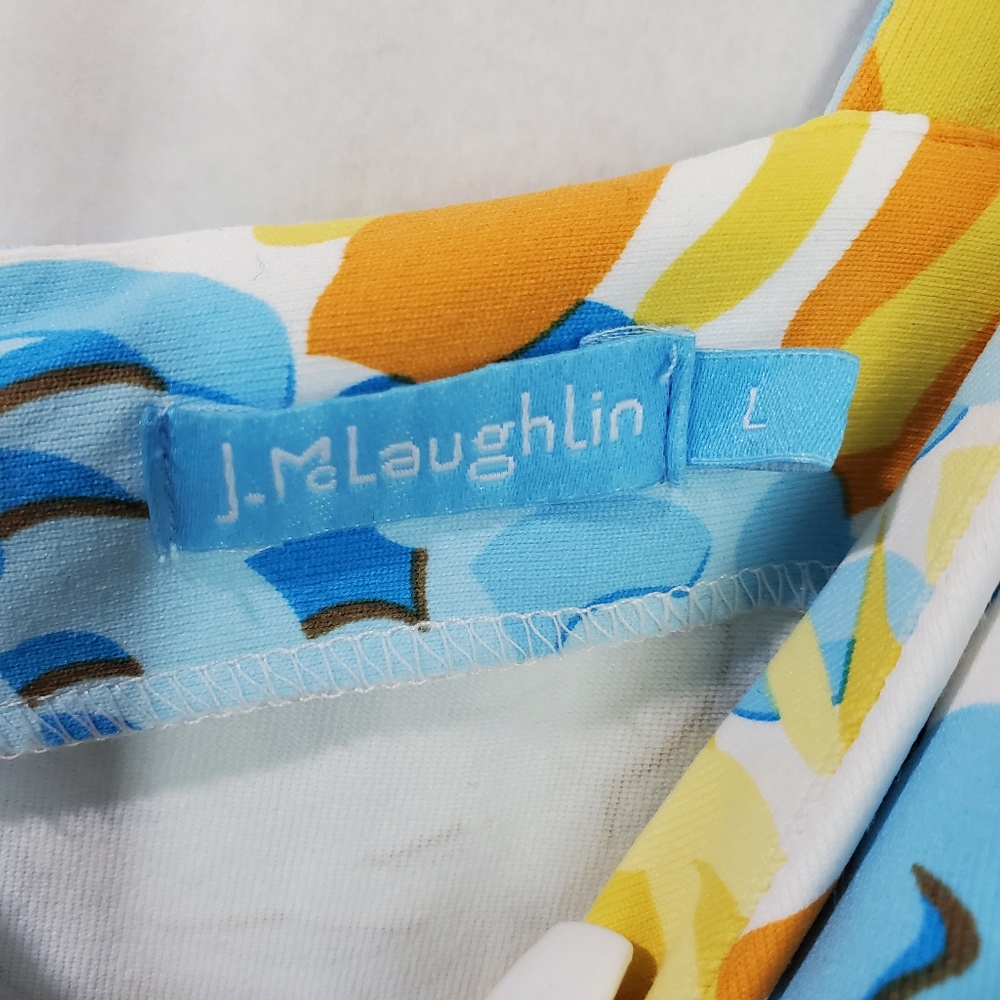 J. McLaughlin Floral Maxi Dress Size L Blue Yellow Sleeveless V Neck - Picture 8 of 12